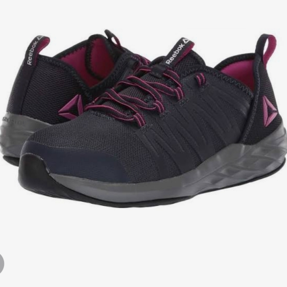Reebok Ariat Astroride steel toe lace up blue pink work tennis shoes sz 7
